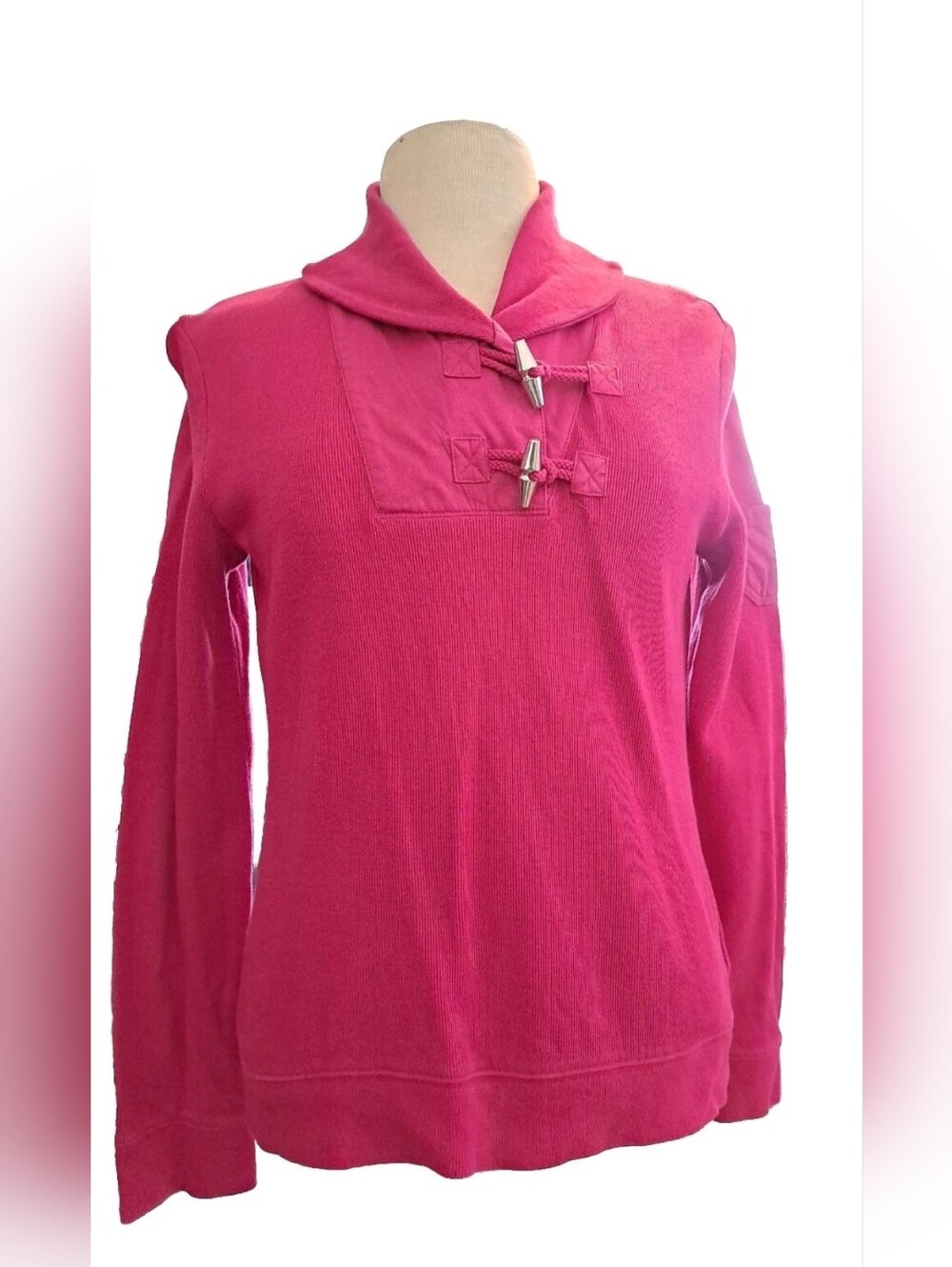 ​Lauren Ralph Lauren Women's Large Shawl Collar Toggle Cardigan Sweater Fuchsia
